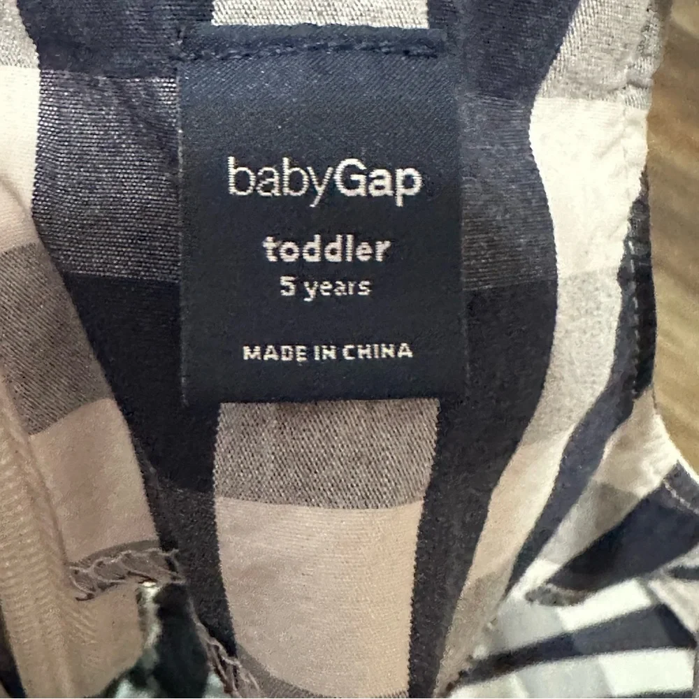 Baby GAP navy and white gingham checkered summer romper toddler girls 5